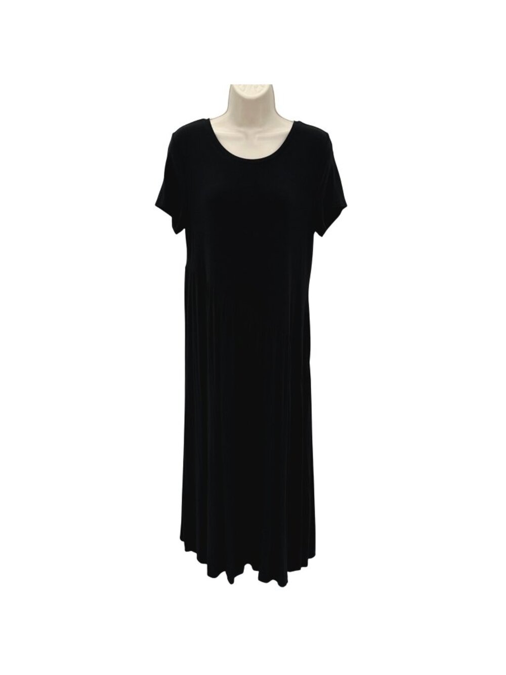 Soft Surroundings Womens Black Viscose Blend Short Sleeve Maxi Dress Size Small